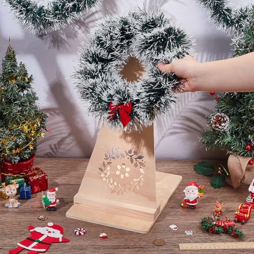 PH PandaHall Wooden Wreath Stand Wreath Easel Stand Christmas Wreaths Holder Wood Flower Garlands Display Removable Garlands Showcase for Xmas Halloween Holiday Party Wedding Birthday Decoration
