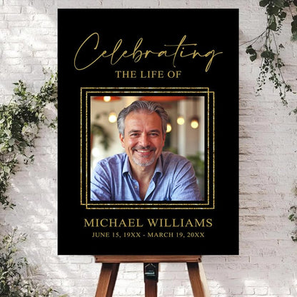 Celebrating the Life Memorial Sign Personalized - Funeral Welcome Sign, Celebration of Life Poster with Picture, Funeral Photo Display Board, In Loving Memory, Forever In Our Hearts Canvas #17 - color: Version #17