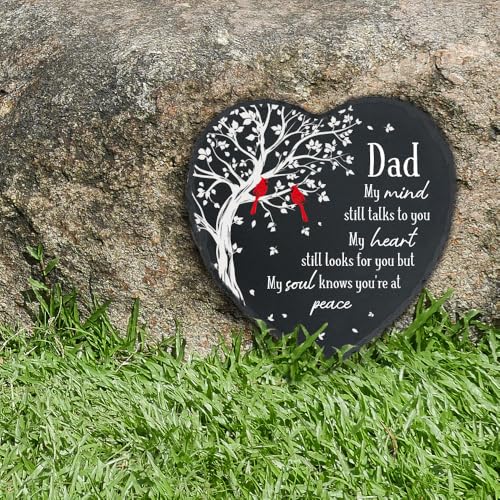 Dad Memorial Stone, Memorial Gifts for Loss of Dad Cardinal Memorial Garden Stone, Sympathy Gifts for Loss of Father in Memory of Dad in Heaven - My Mind Still Talks to You