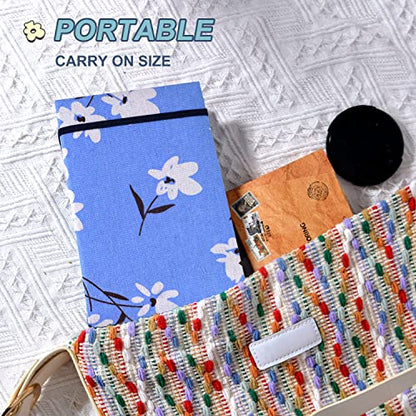 2 Pack Photo Album 4x6, 100 Pocket per Album, Horizontal (Flower) | Mini, Portable & Flexible, Easy to Classify, Linen Cover, High-clarity Pockets, Elastic Band, Family, Wedding, Gift - color: Blue + Flower