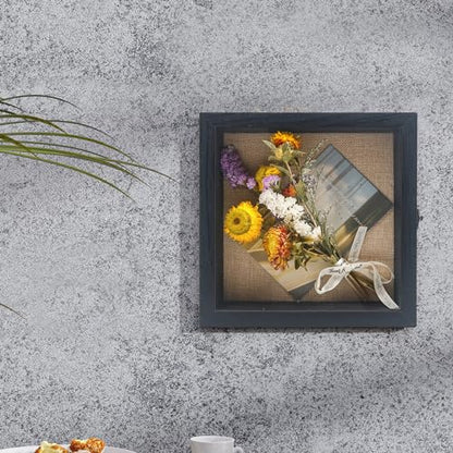 Small Wall Mounted Shadow Box Frame 8x8 with Real Glass,Black - color: Black, size: 8*8