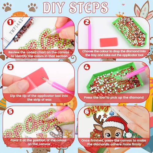 Cinnvoice Seasonal Diamond Art Hanging Kit,12 Pcs,Animal | 12 Pcs,Animal,Holiday Diamond Art Wreath,Month Diamond Hanging Sign, Festival Crystal Suncatcher, for Door Window Wall Decor - style: Animal