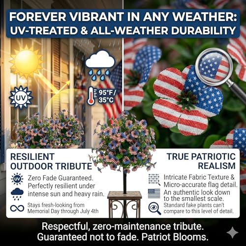 Patriotic Red White and Blue Artificial Flowers,Unique Flag Pattern - color: Patriotic Flag Print