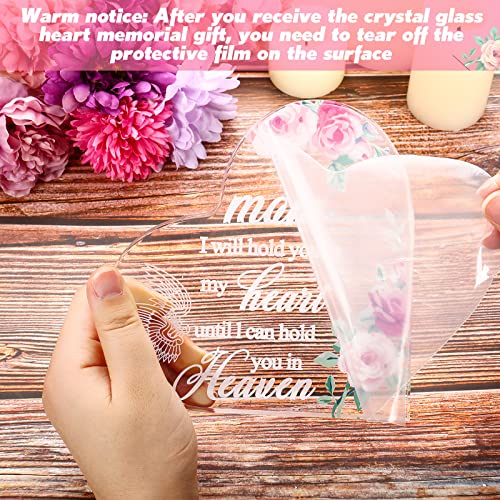 Blulu Sympathy Gift Loss of Mom Acrylic Heart Keepsake,6 x 6 x 0.6 Inches | Memorial for Loss of Loved One, Bereavement Condolence Decor, Grieving Sympathy Angel Keepsake Wings Floral Print - size: 6 x 6 x 0.6 Inches