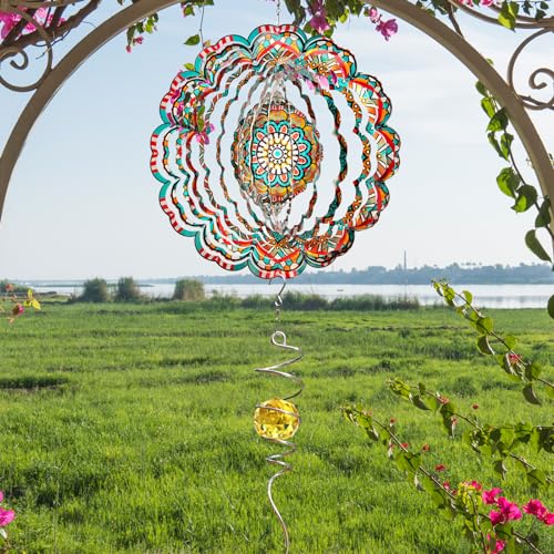Metal Wind Spinner, Lucky Star Mandala Wind Spinners - color: Mandala Lucky Star