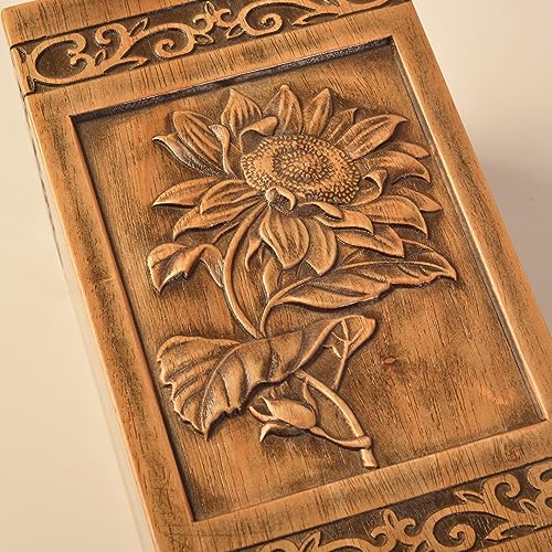 Wooden urns Ashes Human Cremation Adult Wood urn Male dad Burial Large Female Men Adults Box (Sunflower 250lbs)