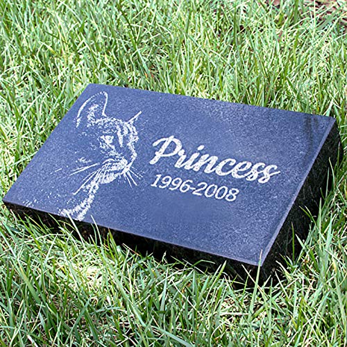 Black Granite Memorial Headstone for Lost Loved Ones, Dogs, Cats, and Family Pets. " Great for Your Garden, Tree Dedication, or in a Cemetery. Includes your personal photo and text. (12 x 8 x 2") | Includes photo and text for lost loved ones, dogs, cats,