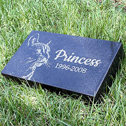Black Granite Memorial Headstone for Lost Loved Ones, Dogs, Cats, and Family Pets. " Great for Your Garden, Tree Dedication, or in a Cemetery. Includes your personal photo and text. (12 x 8 x 2") | Includes photo and text for lost loved ones, dogs, cats,