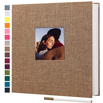 potricher Self Adhesive Photo Album 40 Pages, Linen cover, Khaki | Photo Album Self Adhesive 4x6 5x7 8x10 Pictures, Linen Cover DIY Scrapbook Albums for Family, Wedding, Baby, Anniversary - color: Khaki, size: 11x10.6 Inches 40 Pages