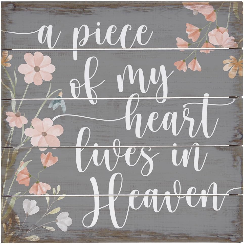 Simply Said, INC Perfect Pallet Petites Celebration of Life Sign, A Piece Of Heart Lives In Heaven, 8 inch Wood Plaque, Made in USA, PET26248 - color: Heart 3