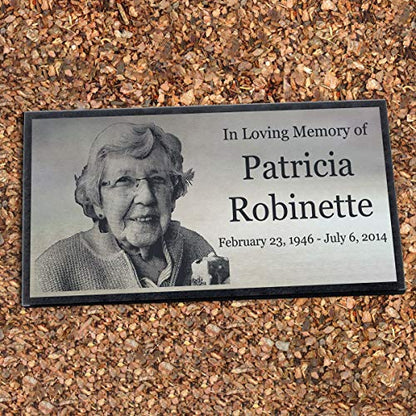 PlaqueMaker Stainless Steel and Granite Memorial Headstone - Markers for Lost Family Members, Infants, Loved Ones, Friends, Dogs, Cats, and Other Family Pets. (24 x 12 x 2) - size: 24 x 12 x 2"