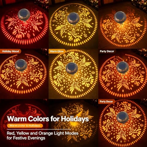 Upgraded 2 Pack 3-in-1 Solar Pathway Lights: RGB & Warm White Color Changing Garden Lights, Waterproof Outdoor Lighting for Garden, Yard, Path, Cemetery Grave