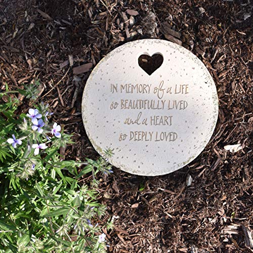 Pavilion Gift Company - in Memory of A Life So Beautifully Live & A Heart So Deeply Loved - 10" Round Weather Proof Garden Stone - color: Beige