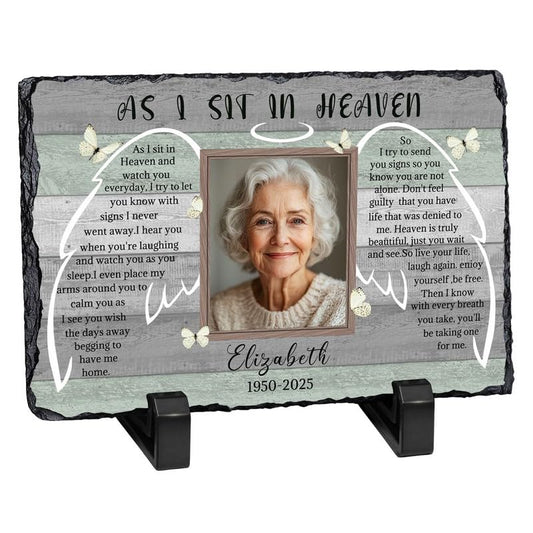 Personalized Memorial Picture Frame, Gifts for Loss of Loved One | Custom Photo & Name Sympathy Stone Frame, Customized Bereavement Condolence Gifts for Loss of Dad Mom Husband Wife Son - color: Style 1