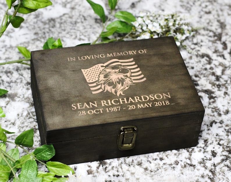 Personalized Line of Duty Memorial Box for Fallen Heroes & First Responders | Holds medals, flags, badges & photos to honor their service. 6 designs, 4 sizes & 4 finishes, optional inside engraving. - style: 16. Line of Duty Memorial