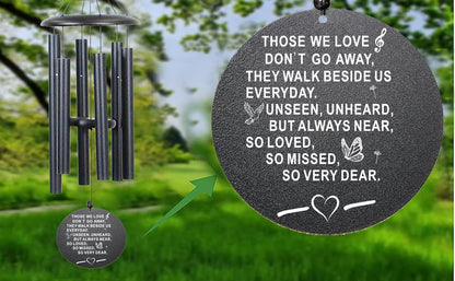 Sympathy Wind Chimes, 40" Memorial Wind Chimes for Loss of Loved One, Sympathy Memorial Bereavement Gift,in Memory of Loved One Loss of Mother Father，Home Decor Garden Patio Outdoor (Black)