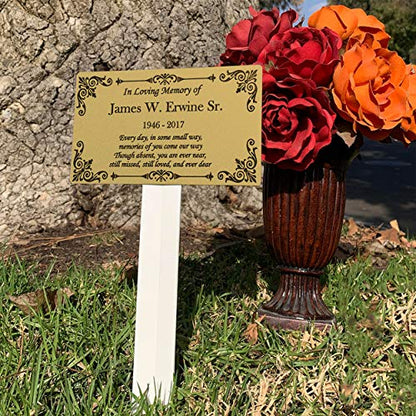 Personalized Memorial Plaque Stake, Grave Marker (Gold/Black) - color: Gold/Black
