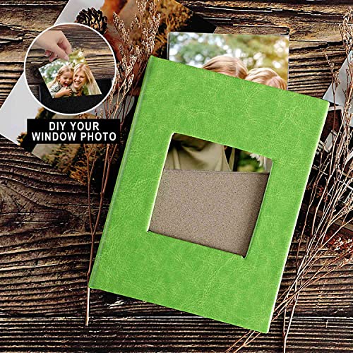 Ywlake Photo Album 4x6 100 Pockets 2 Packs, Small Mini Capacity Leather Photo Albums, Each Pack Holds 100 Top Loader Vertical Only Pictures Green - color: Green, size: 100 Photos/2PK