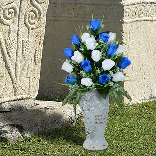 Cemetery Vase, Memorial Grave Vase with Ground Spikes, Angel Vases for Artificial Flowers, Grave Flowers Holder for Cemetery Headstone (2Pcs)
