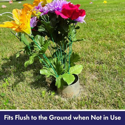 Lifetime Cemetery Vase – Antique Silver Vase Complete – Durable Memorial Flower Vase for Gravesites - color: Antique Silver