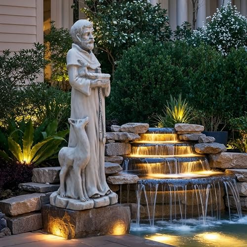 36.2" St Francis Garden Statue,Outdoor Catholic Sculpture - color: St Francis-36.2"