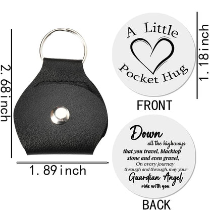 Sisadodo Pocket Hug Token Long Distance Relationship Keepsake Gifts for Women Birthday Christmas Gifts With Leather Keychain - color: Down All the Highways