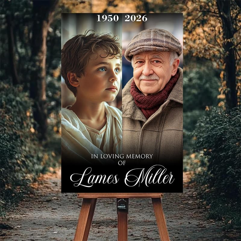 Celebrating the Life Memorial Sign Personalized - Funeral Welcome Sign, Celebration of Life Poster with Picture, Funeral Photo Display Board, In Loving Memory, Forever In Our Hearts Canvas #12 - color: Version #12