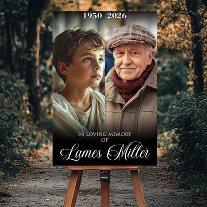 Celebrating the Life Memorial Sign Personalized - Funeral Welcome Sign, Celebration of Life Poster with Picture, Funeral Photo Display Board, In Loving Memory, Forever In Our Hearts Canvas #12 - color: Version #12