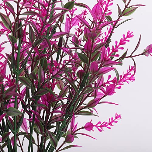 RECUTMS Outdoor Artificial Plant UV Resistant Flower Fake Stems Plants 12Pc - color: Fuchsia, size: 12 Bundles