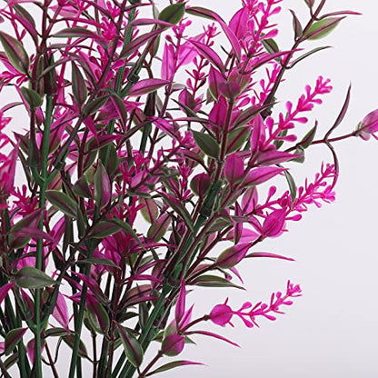 RECUTMS Outdoor Artificial Plant UV Resistant Flower Fake Stems Plants 12Pc - color: Fuchsia, size: 12 Bundles