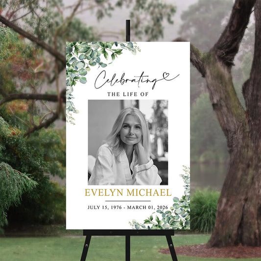 Personalized Funeral Welcome Sign, Custom Memorial Yard Sign, Celebration of Life Decoration, Tribute Poster with Multiple Photos, In Loving Memory Sign for Funeral Service #11 - color: Version #11