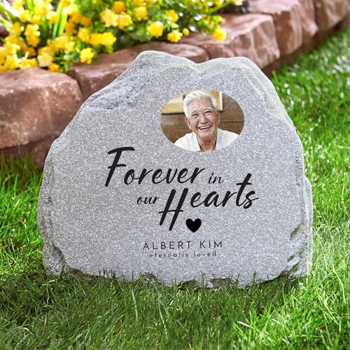 Let's Make Memories Personalized Memorial Garden Stone - Sympathy - Loss of Loved One - Condolences - Outdoor - Headstone - Durable Resin - Upright Garden Marker - Photo - Lasting Legacy - style: Lasting Legacy