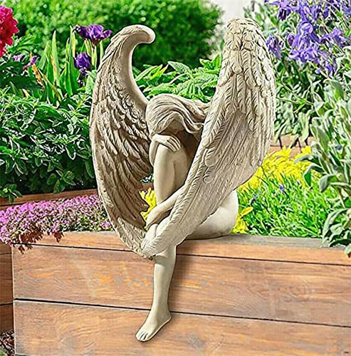 EatingBiting 5.9" Outdoor Redemption Angel Statues Fairy Statue Yard Garden Decoration Indoor Resin Craft Art Decor Home Sculpture Souvenir Party Accessorie Religious Garden Polyresin Antique Stone