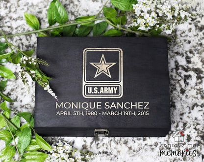 Personalized Line of Duty Memorial Box for Fallen Heroes & First Responders | Holds medals, flags, badges & photos to honor their service. 6 designs, 4 sizes & 4 finishes, optional inside engraving. - style: 16. Line of Duty Memorial