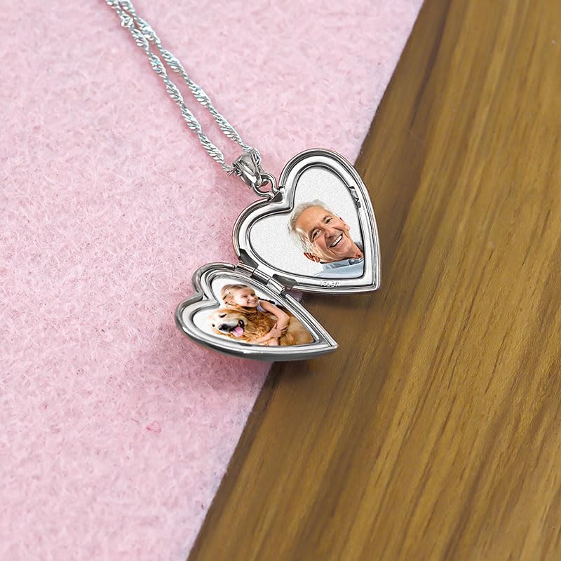 PicturesOnGold.com Heart Locket W/Diamond 2/3 Inch X 2/3 Inch Silver - style: Locket Only