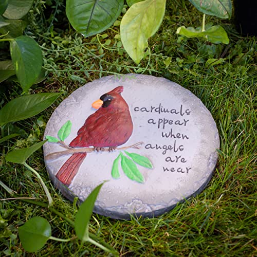 Transpac A7201 Cardinal Birds Appear When Angels are Near Red Round 10 inch Cement Garden Memorial Bereavement Stepping Stone