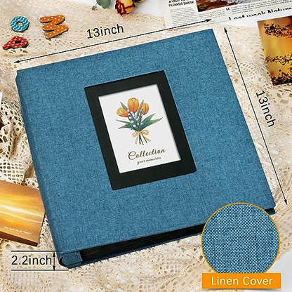 Photo Album 4x6 600 Photos Linen Large Capacity Fabric Cover Books Albums Wedding School Family Anniversary Baby Memory Engagement Travel Albums(Blue, 600 Pockets) (Pack of 2) - color: Blue, size: 600 Pockets (Pack of 2)