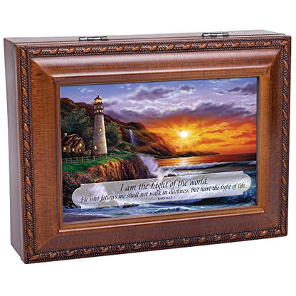 Cottage Garden I Am The Light Woodgrain Inspirational Traditional Music Box Plays How Great Thou Art
