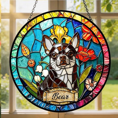 Custom Pet Portrait Suncatcher from Photo, Personalized Dog Cat Stained Glass Window Hanging Ornament, Rainbow Maker Garden Decor, Pet Loss Memorial Gift, Sympathy Remembrance Keepsake (Style 5) - color: Style 5