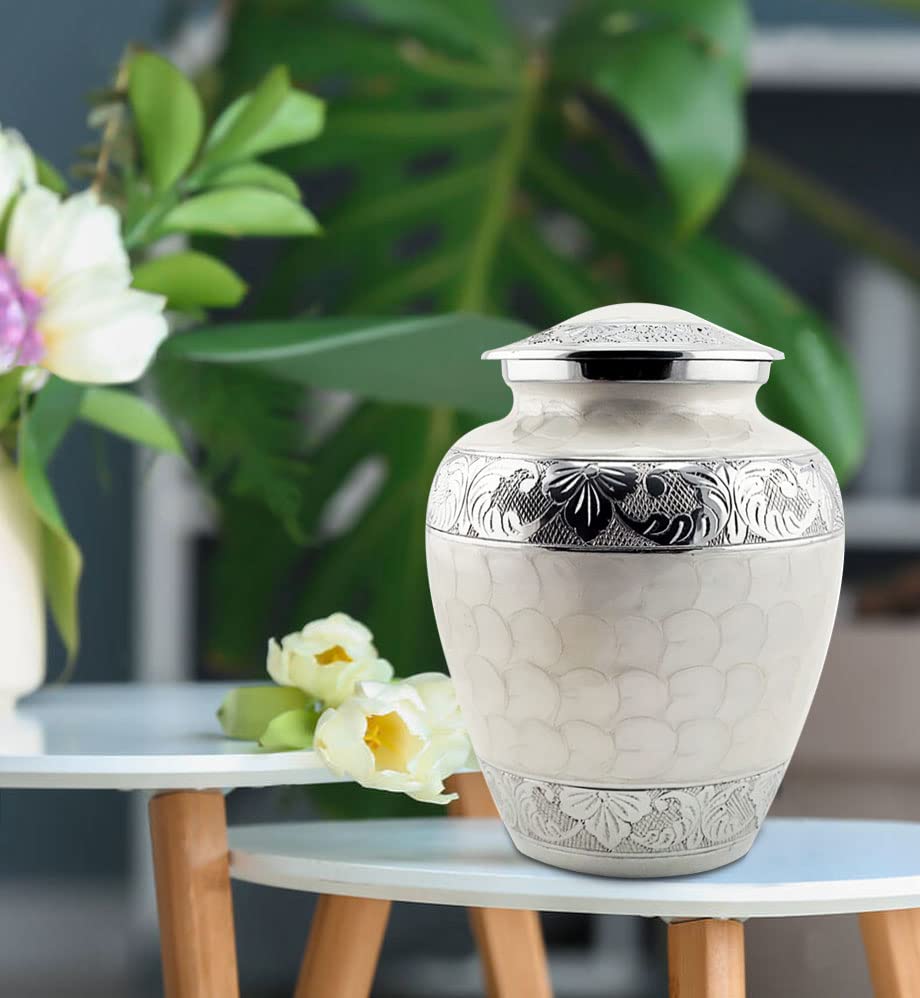 Serenity Memorial Urn - White Human Ashes Urn - 200LB Capacity with Bag - color: Serenity, size: 1 Large Urn