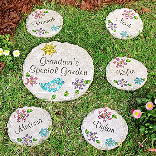 Let's Make Memories Personalized Mosaic Garden Stone - for Grandma, Mom - Large Stone - Personalize Message - style: Any Message - Large Round Bird Mosaic