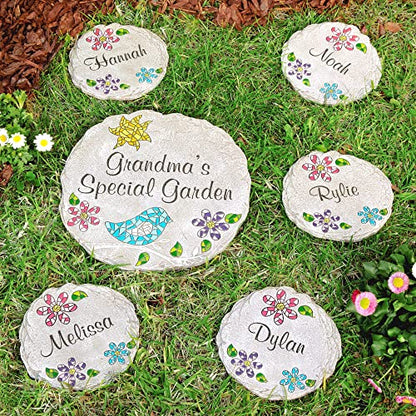 Let's Make Memories Personalized Mosaic Garden Stone - for Grandma, Mom - Large Stone - Personalize Message - style: Any Message - Large Round Bird Mosaic