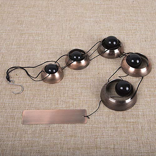 Copper Wind Chime – 5 Temple Bells, Musically Tuned Feng Shui Chime for Home/Outdoor