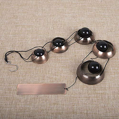 Copper Wind Chime – 5 Temple Bells, Musically Tuned Feng Shui Chime for Home/Outdoor