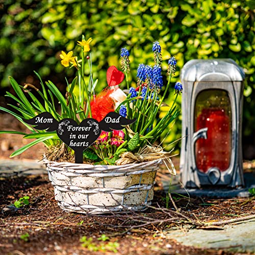 Wesiti Memorial Stakes Cemetery Grave Plaque Stake Markers Memorial Garden Wing Sign Remembrance Plaque Waterproof Sympathy Grave for Loss of Cemetery Decoration(Parents) - style: Parents