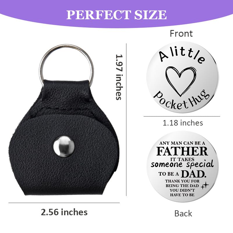 Pocket Hug Token for Women Mom Friend Birthday gifts for Her Him Long Distance Gifts for Men Dad Son Inspirational Keychain - color: Stepfather Dad