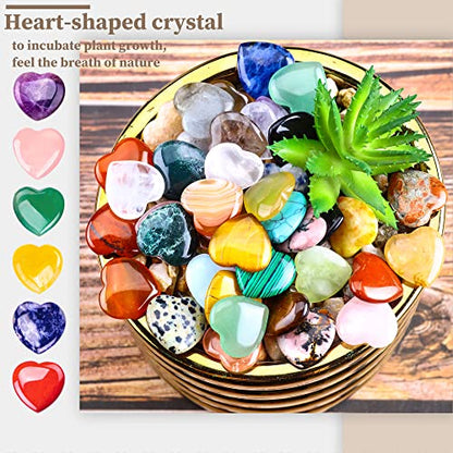 72pcs Heart Shaped Crystal Stones,0.8" Assorted Chakra Hearts 247-250g - color: 72pcs Heart Stones