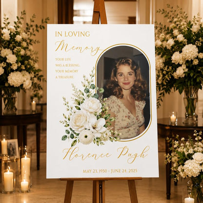 Personalized In Loving Memory Sign with Photo for Funeral Service - color: Design 5