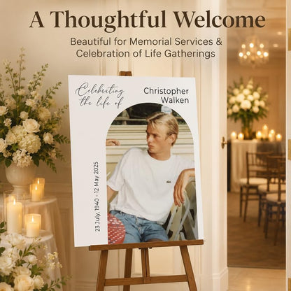 Custom Celebration of Life Sign with Photo, Minimalist Memorial - color: Design 2