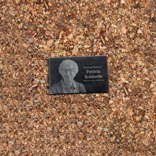 Black Granite Memorial Headstone for Lost Loved Ones, Dogs, Cats, and Family Pets. " Great for Your Garden, Tree Dedication, or in a Cemetery. Includes your personal photo and text. (10 x 6 x 1") | Includes photo and text for lost loved ones, dogs, cats,